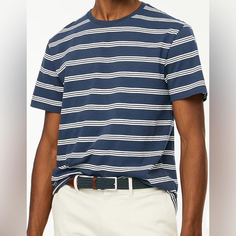 NWT J.Crew Striped Tee, Navy Blue & White, Size Large